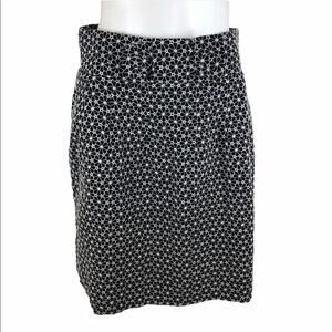 Adrienne Vittadini black white embroidered skirt bow size 8
